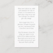 Modern Photo Funeral Prayer Card 名刺 (裏面)