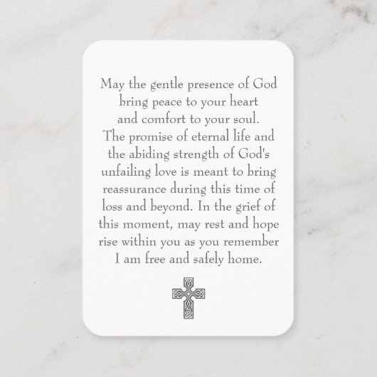 Modern Photo Funeral Prayer Card With Cross 名刺 (裏面)