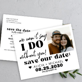 Modern photo funny casual wedding save the date 案内ポストカード