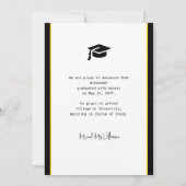 Modern Photo Gold Black Graduation Announcement 招待状 (裏面)