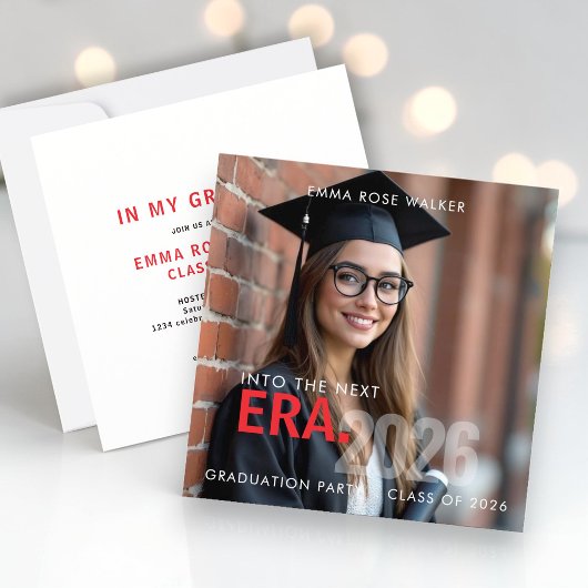Modern photo Grad Era Photo Graduation Invitation 招待状