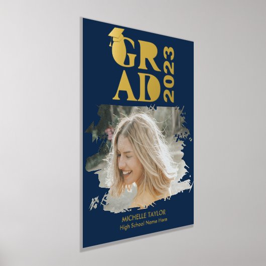 Modern  Photo Graduate High School Frame  箔ポスター (レイダウン)