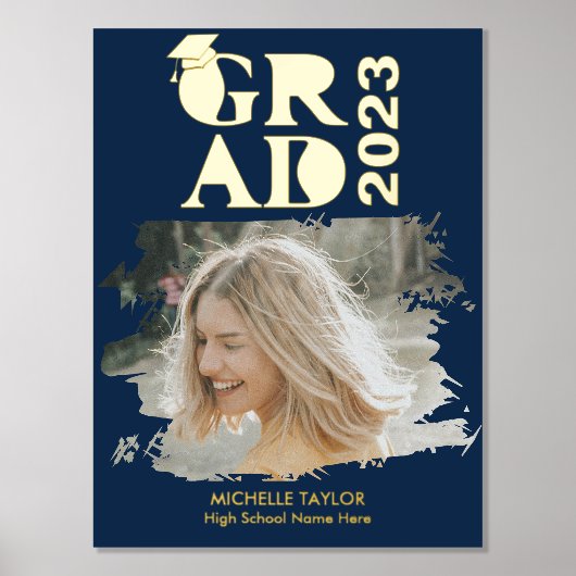 Modern  Photo Graduate High School Frame  箔ポスター (正面)