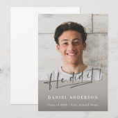 Modern Photo Graduation 2026 He Did It 案内状 (正面/裏面)