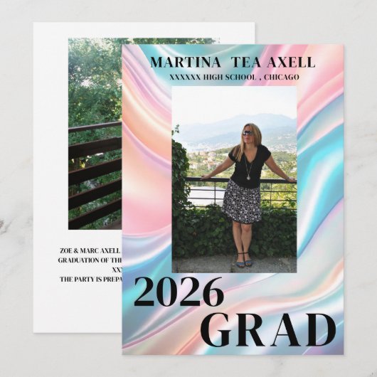 Modern Photo Graduation Announcement  招待状 (正面/裏面)