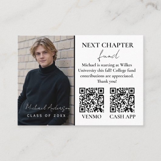 Modern Photo Graduation Announcement Card 名刺 (正面)