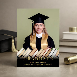 Modern Photo Graduation Announcement Card 案内状