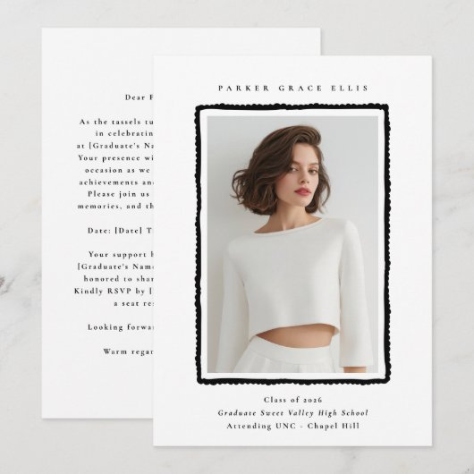 Modern Photo Graduation Announcement Class of 2026 案内状 (正面/裏面)