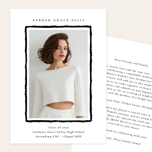 Modern Photo Graduation Announcement Class of 2026 案内状