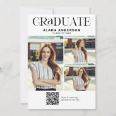 Modern Photo Graduation Announcement QR Code Video 案内状 (正面)