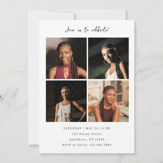 Modern Photo Graduation Invitation 招待状 (裏面)