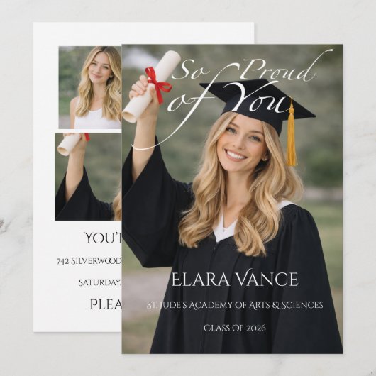 Modern Photo Graduation, Minimal Editorial 案内状 (正面/裏面)