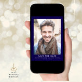 Modern Photo Graduation Navy Blue セーブザデート