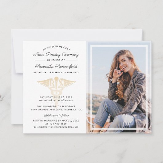 Modern Photo Graduation Nurse Pinning Ceremony 招待状 (正面)