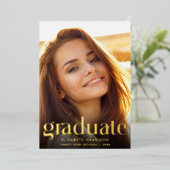 Modern Photo Graduation Party 箔招待状 (立ち正面)