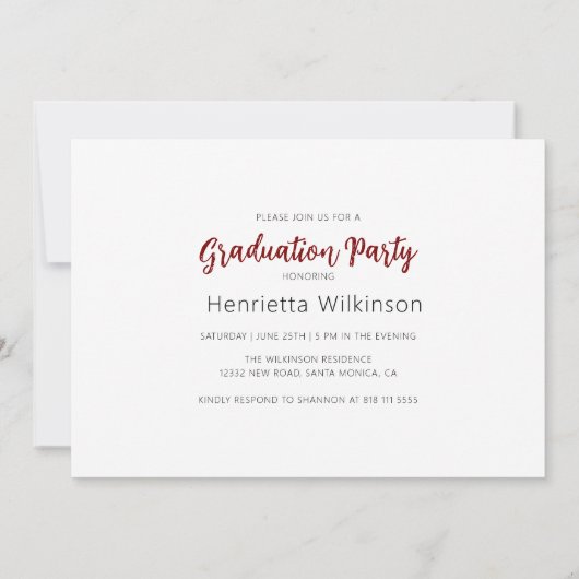 Modern photo Graduation Party Invitation 招待状 (裏面)