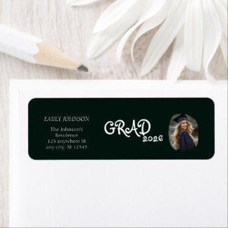 Modern Photo Graduation Party Return Address Label ラベル
