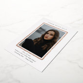 Modern Photo Graduation RoseGold Foil Announcement 箔招待状 (回転した状態)