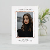 Modern Photo Graduation RoseGold Foil Announcement 箔招待状 (立ち正面)