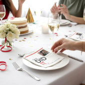 Modern Photo Graduation "She Did It" Red Black Nap スタンダードカクテルナプキン