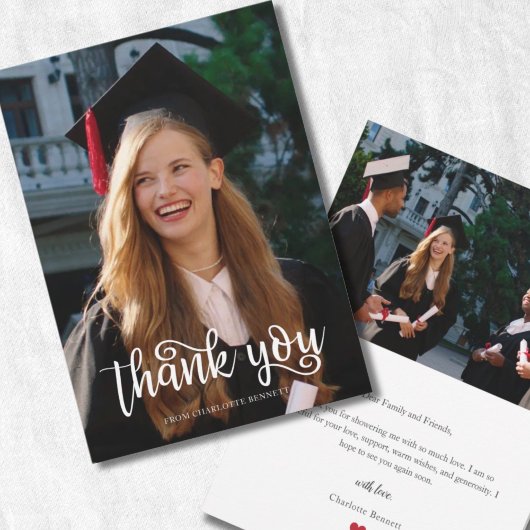 Modern Photo Graduation Thank You Card 招待状
