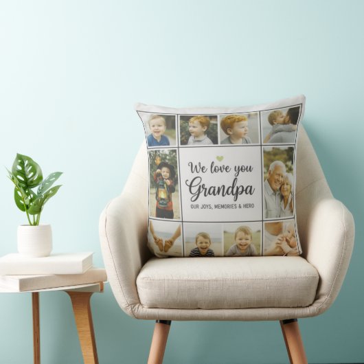 Modern Photo Grandpa Script Heart Throw Pillow クッション (椅子)