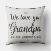 Modern Photo Grandpa Script Heart Throw Pillow クッション (裏面)