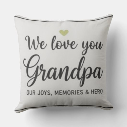 Modern Photo Grandpa Script Heart Throw Pillow クッション (裏面)