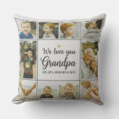 Modern Photo Grandpa Script Heart Throw Pillow クッション (正面)
