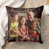 Modern Photo Grandpa Script Heart Throw Pillow クッション (ブランケット)