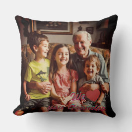 Modern Photo Grandpa Script Heart Throw Pillow クッション