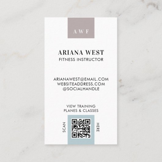 Modern Photo Grid Personal Trainer Fitness Coach 名刺 (裏面)