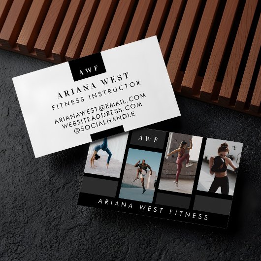 Modern Photo Grid Personal Trainer Fitness Coach 名刺