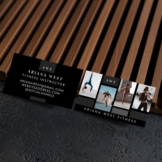 Modern Photo Grid Personal Trainer Fitness Coach 名刺