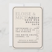 Modern Photo Grid with Bold Serif Save the Date 招待状 (裏面)