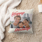 Modern Photo Happy Holidays Family Keepsake クッション (ブランケット)