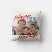Modern Photo Happy Holidays Family Keepsake クッション (正面)