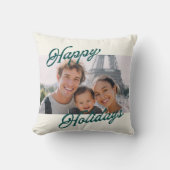 Modern Photo Happy Holidays Family Keepsake クッション (正面)