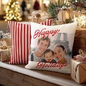 Modern Photo Happy Holidays Family Keepsake クッション