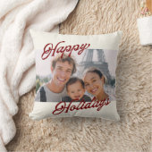 Modern Photo Happy Holidays Family Keepsake クッション (ブランケット)