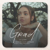 Modern Photo High School Graduation スクエアペーパーコースター (正面)