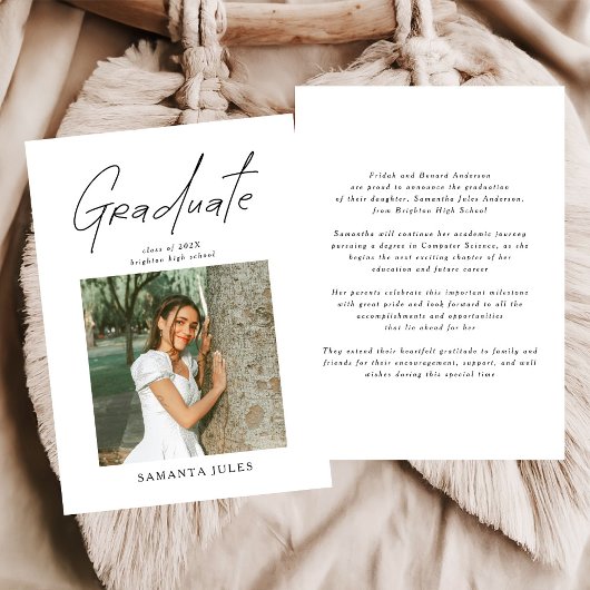 Modern Photo High School Graduation Announcement 案内状