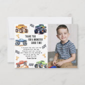 Modern Photo | Kids Monster Trucks Birthday Party サンキューカード (正面)