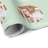 Modern Photo Light Blue Merry Christmas Holiday ラッピングペーパー (ロールコーナー)