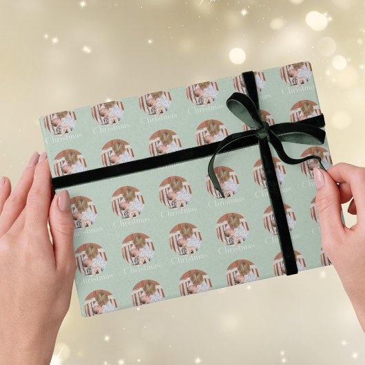 Modern Photo Light Blue Merry Christmas Holiday ラッピングペーパー