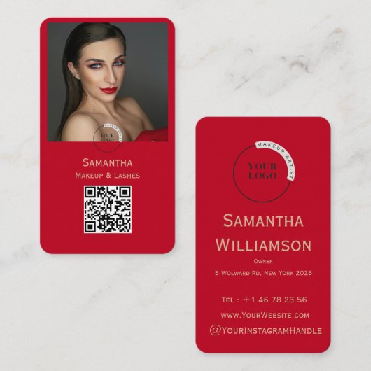 Modern Photo Makeup Business Card logo barcode  名刺 (正面/裏面)