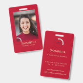 Modern Photo Makeup Business Name Badge バッジ (正面＆裏面)