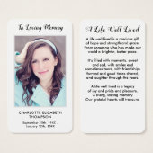 Modern Photo Memorial Funeral Prayer Card (正面&裏面)