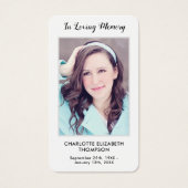 Modern Photo Memorial Funeral Prayer Card (正面)