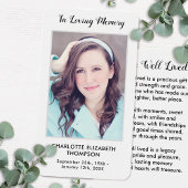 Modern Photo Memorial Funeral Prayer Card